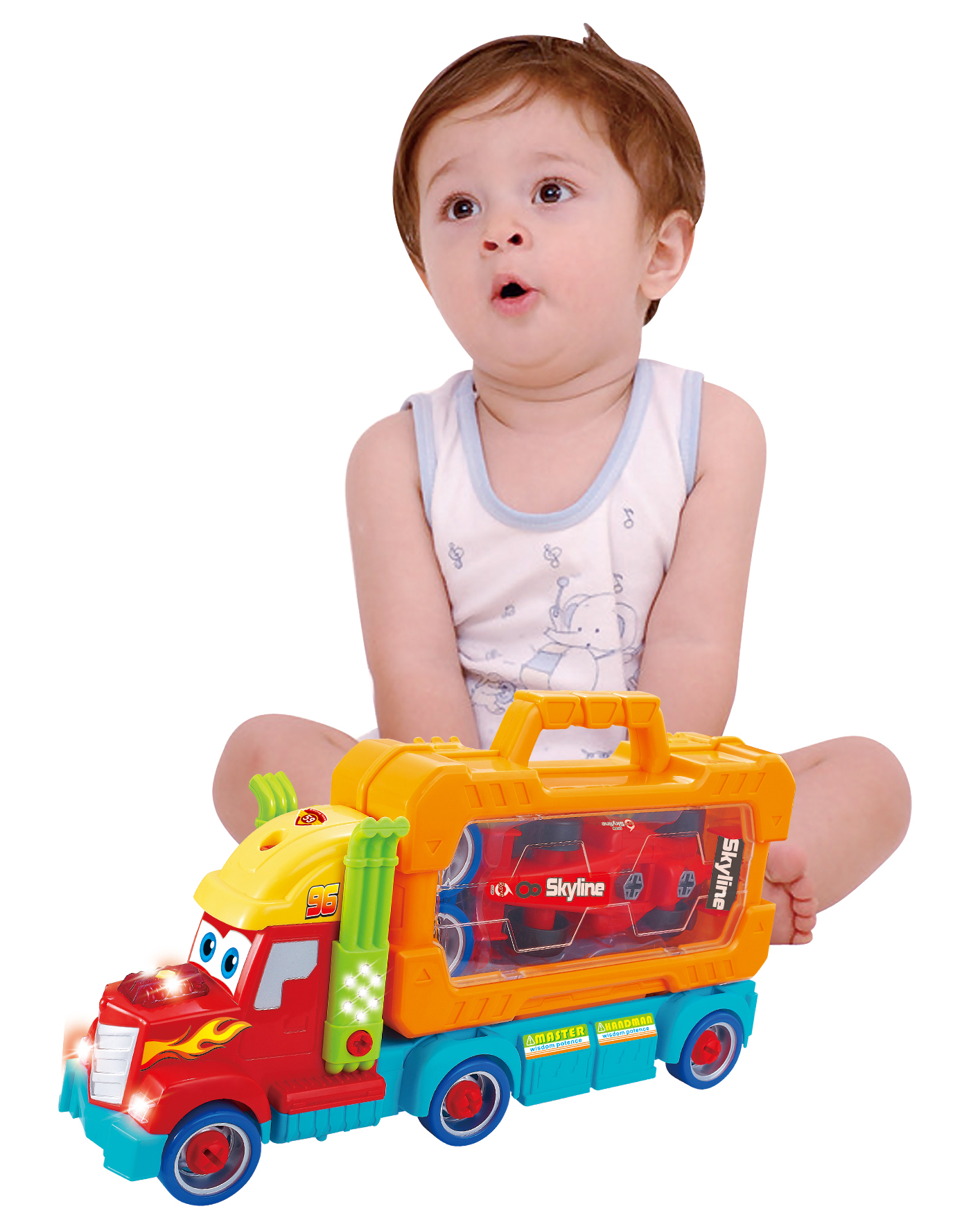 PlayWorld Toolbench Time! Take-A Part Carrier Tool Box With Racing Car And Lights & Sounds
