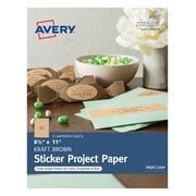 Avery Printable Sticker Paper, 8.5" x 11", Kraft Brown, Laser & Inkjet Printers, 15 Craft Paper Sheets (4392)
