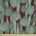 thumbnail image 2 of Ambesonne Floral Fabric by the Yard, Achromatic Tulips Romantic, 1 Yard, Burgundy and Grey, 2 of 5