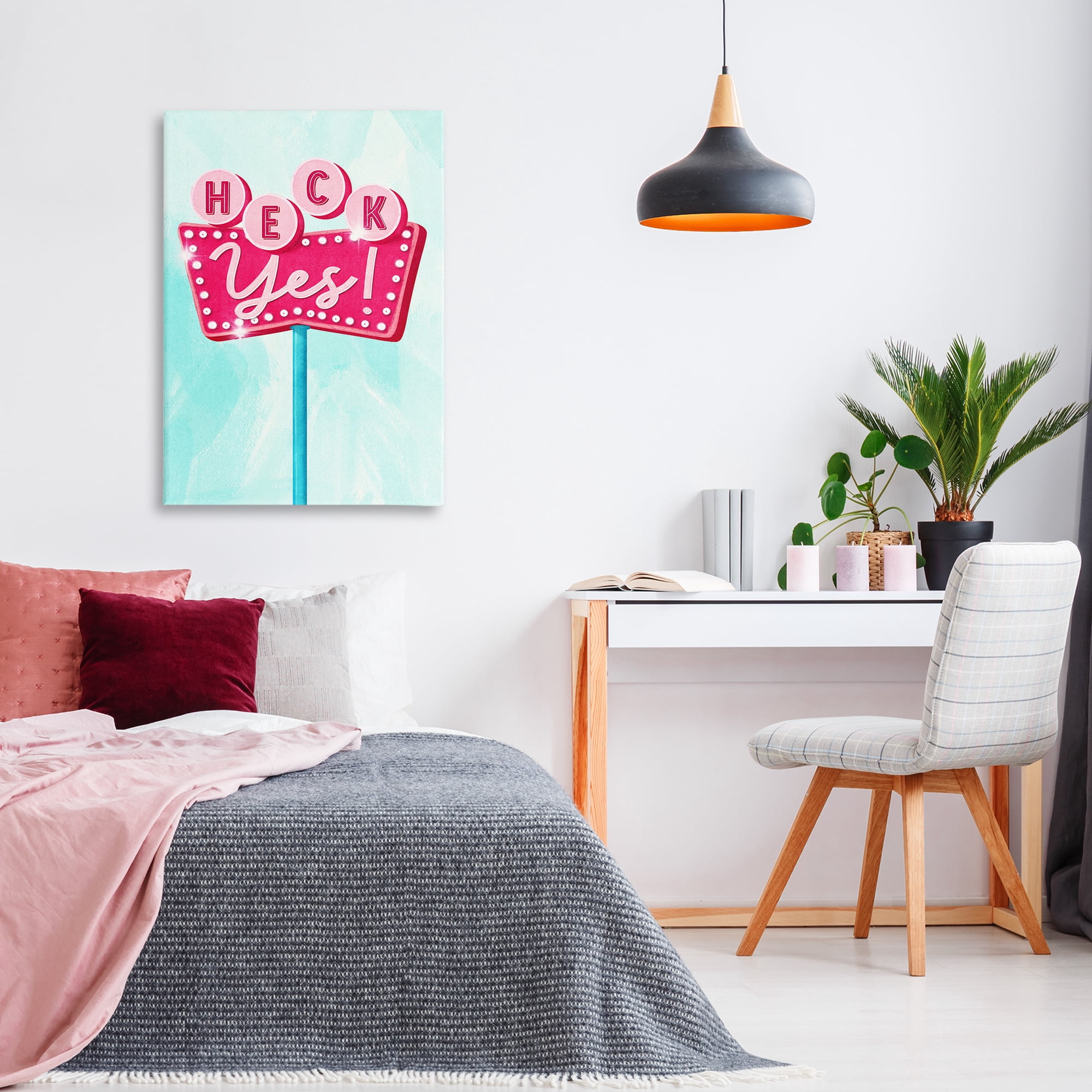Stupell Industries Retro Heck Yes Typography Painting Gallery Wrapped Canvas Art Print Wall Art, 24 x 36