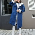 thumbnail image 5 of Drses Women's Sherpa Lined Long Denim Jacket with Removable Faux Fur Collar, 5 of 5