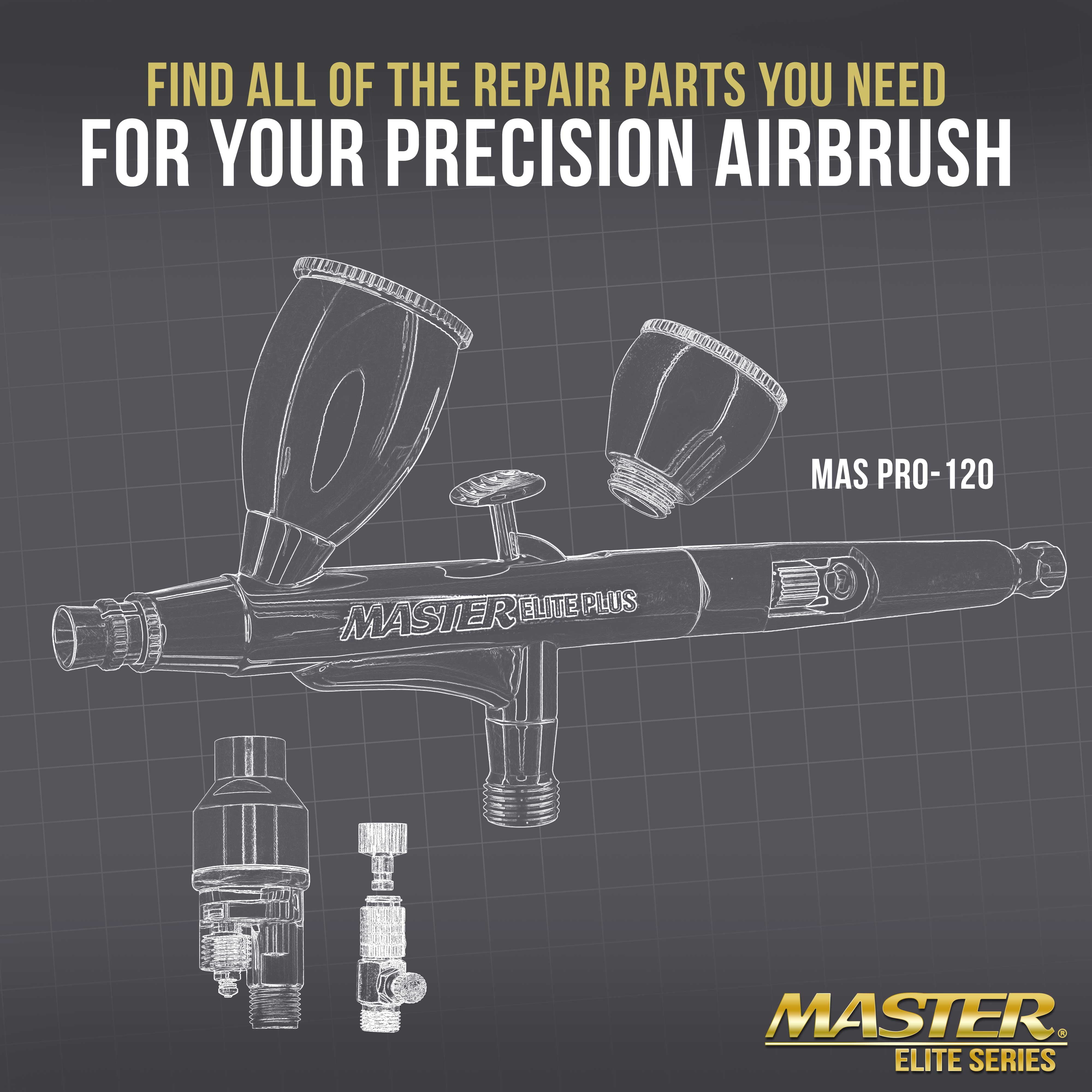 Master Elite Plus Airbrush 0.5 mm Needle, Nozzle and Fluid Tip Cap Set Only - Fits the Model 120 Master Elite Plus Airbrush - Provides Fully Atomized Spray Pattern