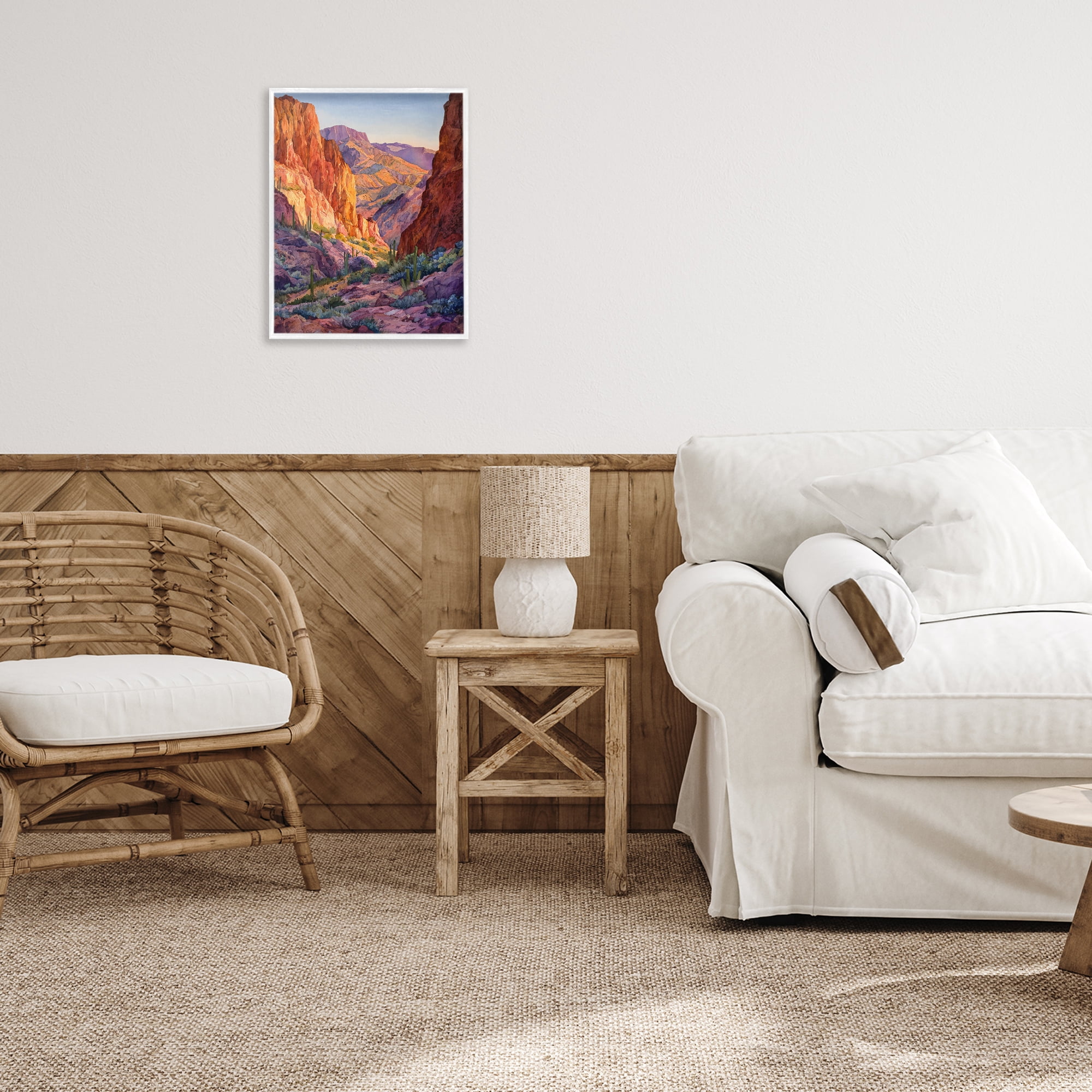 Stupell Industries Western Colors Canyon White Framed Giclee Art, design by Franklyn Gregory