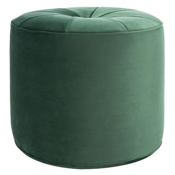 SAFAVIEH Hawkem Tufted Cylinder Ottoman, Dark Emerald Green ( 20.1 in. W x 20.1 in. D x 18.1 in. H)