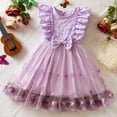 thumbnail image 3 of Eltusu Summer Casual Dresses for Girls, Princess Crewneck Ruffle Sleeve Short Sleeve Kids Dresses Purple Size 12-18 Months, 3 of 8
