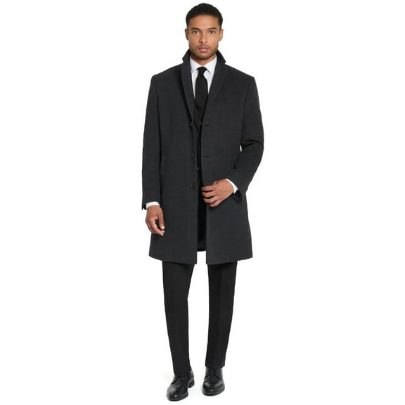 Kenneth Cole Men's Chesterfield Overcoat, Charcoal