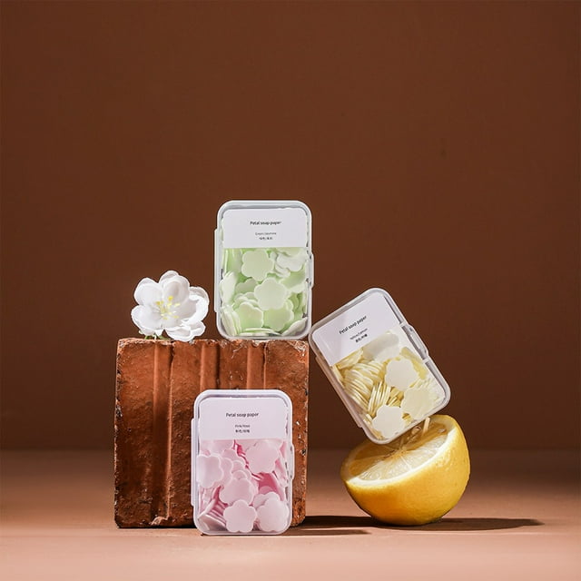 Tabletas portátiles de papel jabón para viajes y acampada - 3 cajas de sábanas desechables para lavar manos con aromas a jazmín, rosa y limón
