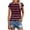Wine, variant on Women's Summer Tops Fashion Cap Short Sleeve Crew Neck Pleated Front Striped T Shirts Casual Tunic Blouses