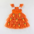 thumbnail image 2 of Larisalt Toddler Baby Girls Clothes Kids Easter Dress Ruffle Sleeveless Carrot Bunny Decor Tulle Tutu Princess Dress, 2 of 6