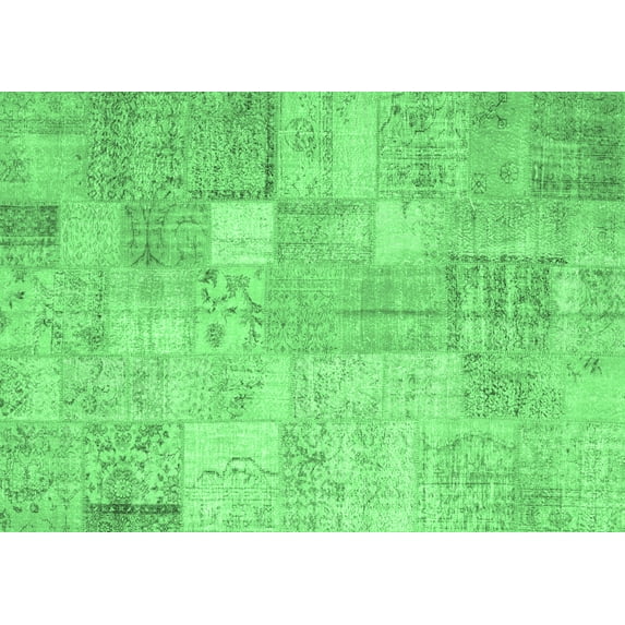 Ahgly Company Indoor Rectangle Patchwork Emerald Green Transitional Area Rugs, 2' x 3'