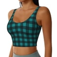 thumbnail image 2 of Yiaed Teal On Black Plaid Print Ladies Waistcoat Women Sports Vest Vest Sports Women Sports Top Yoga Vest for Women-X-Large, 2 of 8