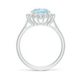 thumbnail image 2 of ANGARA Natural Oval 2.2 ct Aquamarine Ring with Floral Diamond Halo in 14K White Gold for Women (Size-10x8mm) | March Birthstone, Anniversary, Jewelry Gift for Women | Natural Aquamarine Ring, 2 of 9