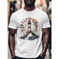 thumbnail image 4 of Lighthouse Men's T Shirts Seagulls T-Shirt for Men Ocean Crew Neck Tees Cotton Tops, White, M, 4 of 7