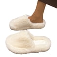 thumbnail image 3 of PEASKJP Pantoufles Moelleuses pour Femmes Confortables à Enfiler pour Intérieur Extérieur, Blanc 41, 3 of 5