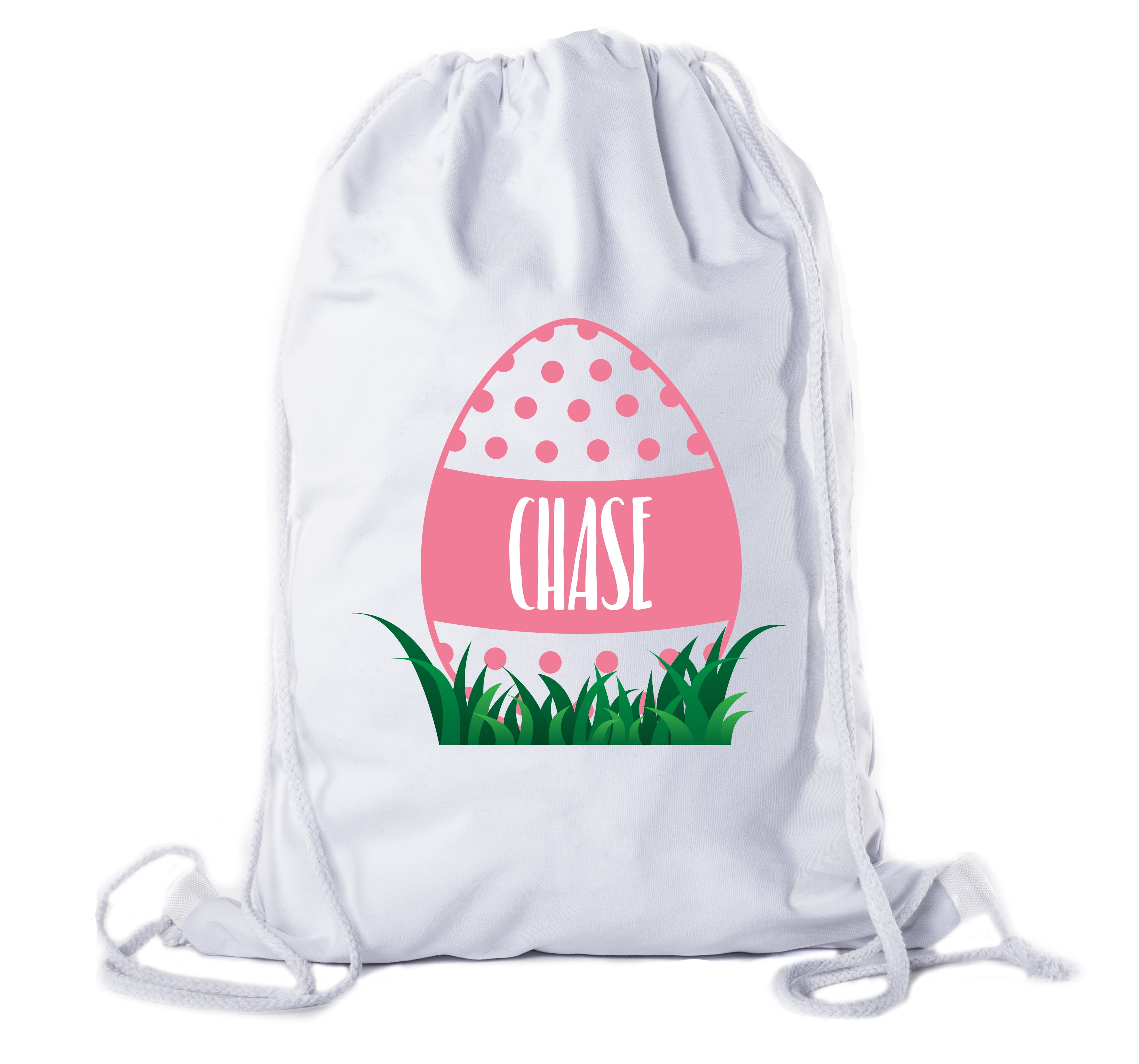 Personalized Easter Basket Bags, Cotton Drawstring Backpacks Custom Easter Bags Dots Egg