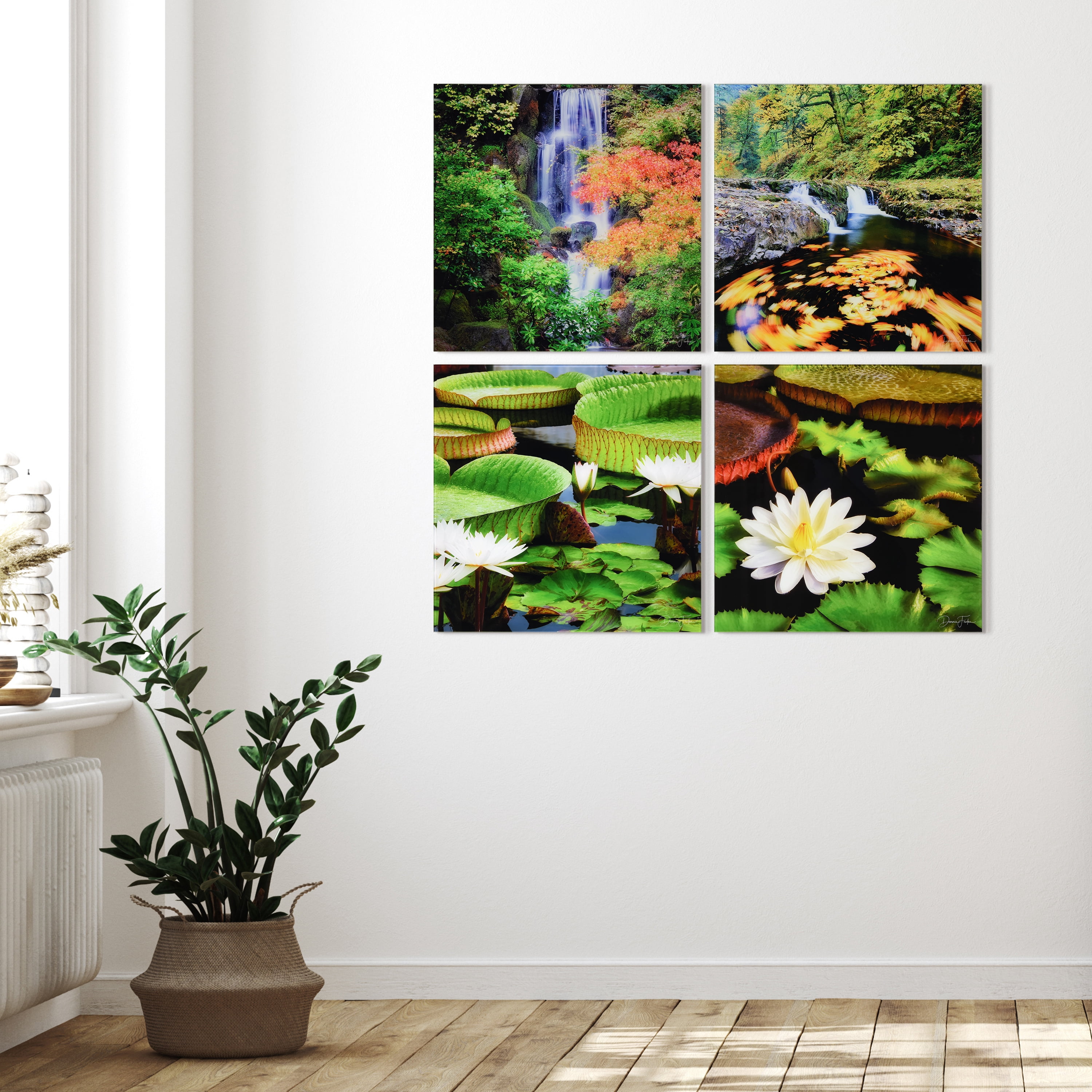 "Amazon's Water Lilies" Frameless Free Floating Reverse Printed Tempered Glass Nature Scapes Wall Art