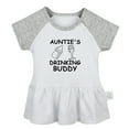 thumbnail image 2 of Pack of 2, Auntie's Drinking Buddy & If Mom Says No My Aunt Will Say Yes Funny Dresses For Baby, Newborn Babies Skirts, Infant Princess Dress, Toddler Frocks (Gray Raglan Dresses, 12-18 Months), 2 of 5