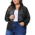 thumbnail image 2 of DARING DIVA Stylish Plus Size Mesh Sheer Zip Up Bomber Jacket 4X Black, 2 of 6