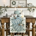 thumbnail image 3 of Smile Blue Pumpkins Eucalyptus Leaves Fall Thanksgiving Table Runner 13 x 72 Inch, 3 of 7