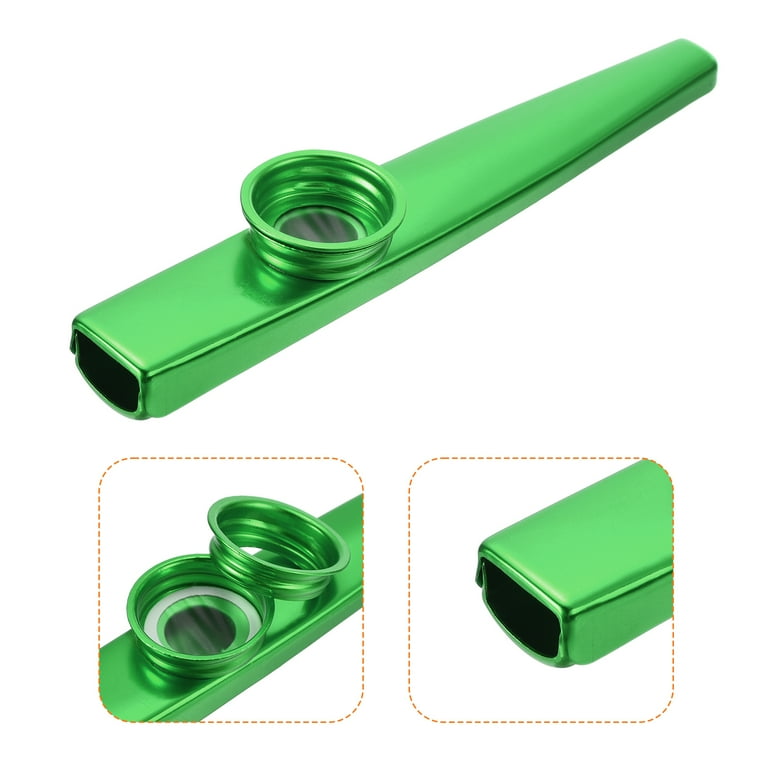 Uxcell Kazoo Musical Instrument Aluminum Alloy Green with Flute