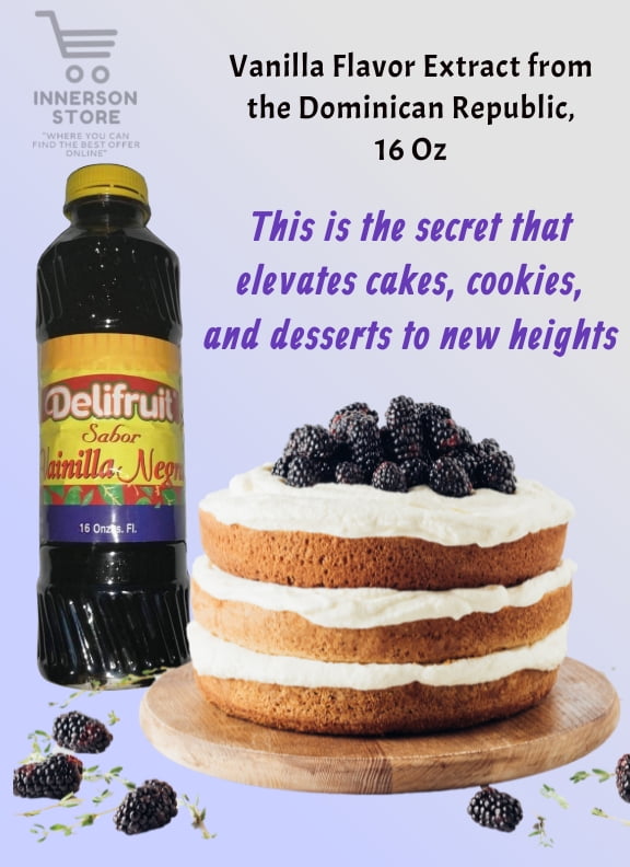 Delifruit Black Vanilla Extract From Dominican Republic 16 Oz EXP 08-2020