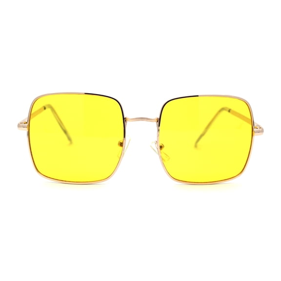 Funky Pimpy Hippie Square Pop Color Metal Rim Sunglasses Black Yellow
