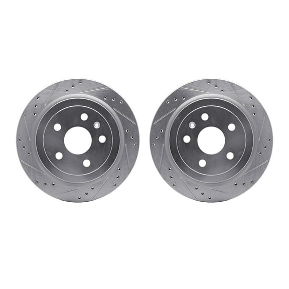 Dynamic Friction Company Rear Brake Rotors-Drilled and Slotted-Silver 7002-46038