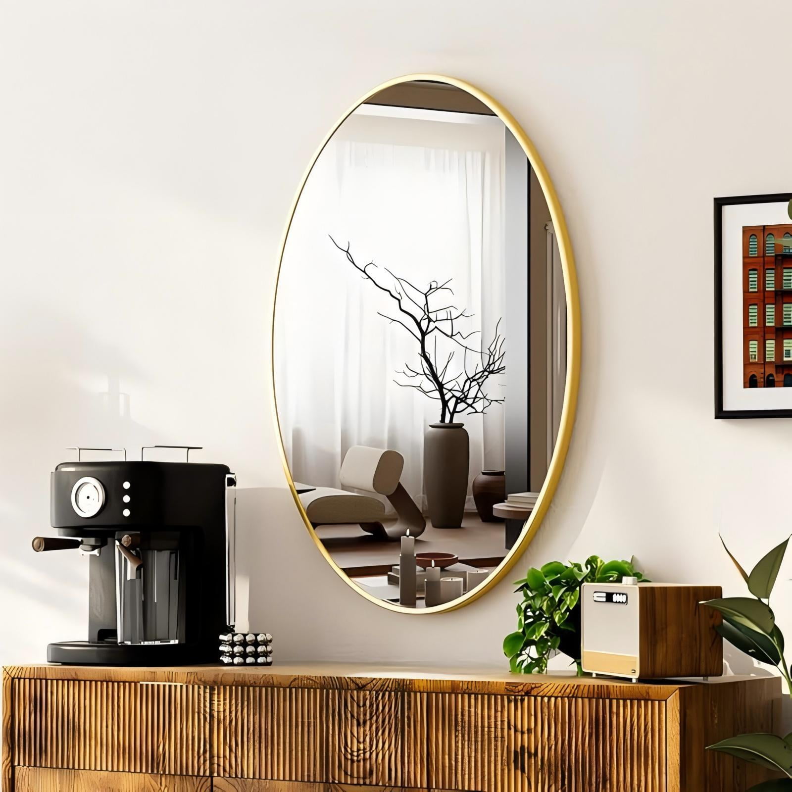 Mirstory Oval Bathroom Mirror 24"x36" Bathroom Vanity Mirror, Gold
