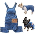 thumbnail image 1 of Camisas para perros Ropa Overoles de mezclilla, Jeans para mascotas Ropa de onesies, Cachorro Jean Chaqueta Sling Mono Disfraces, Moda Cómoda Pantalones azules Ropa para perros pequeños, medianos, gatos, niños y niñas MFZFUKR CZCW-ZC417-3, 1 of 7