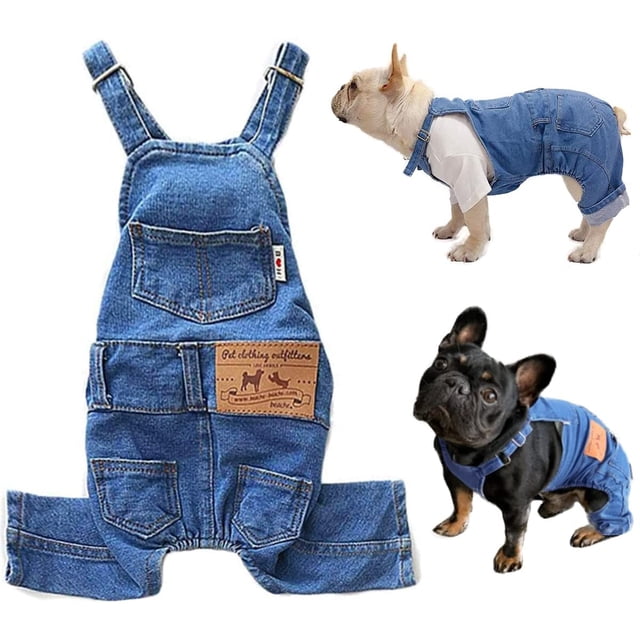 Camisas para perros Ropa Overoles de mezclilla, Jeans para mascotas Ropa de onesies, Cachorro Jean Chaqueta Sling Mono Disfraces, Moda Cómoda Pantalones azules Ropa para perros pequeños, medianos, gatos, niños y niñas MFZFUKR CZCW-ZC417-3