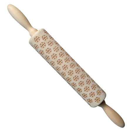 

KKCXFJX Wooden Christmas Printing Rolling Pin Carved Embossed Rolling Pin Cookie Dough Stick