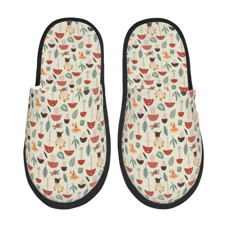 Balery Colorful Autumn Slient Indoor Furry Fleece Comfort House Shoes Soft Non-Slip Home Shoes Cotton slippers House Slippers-- Large
