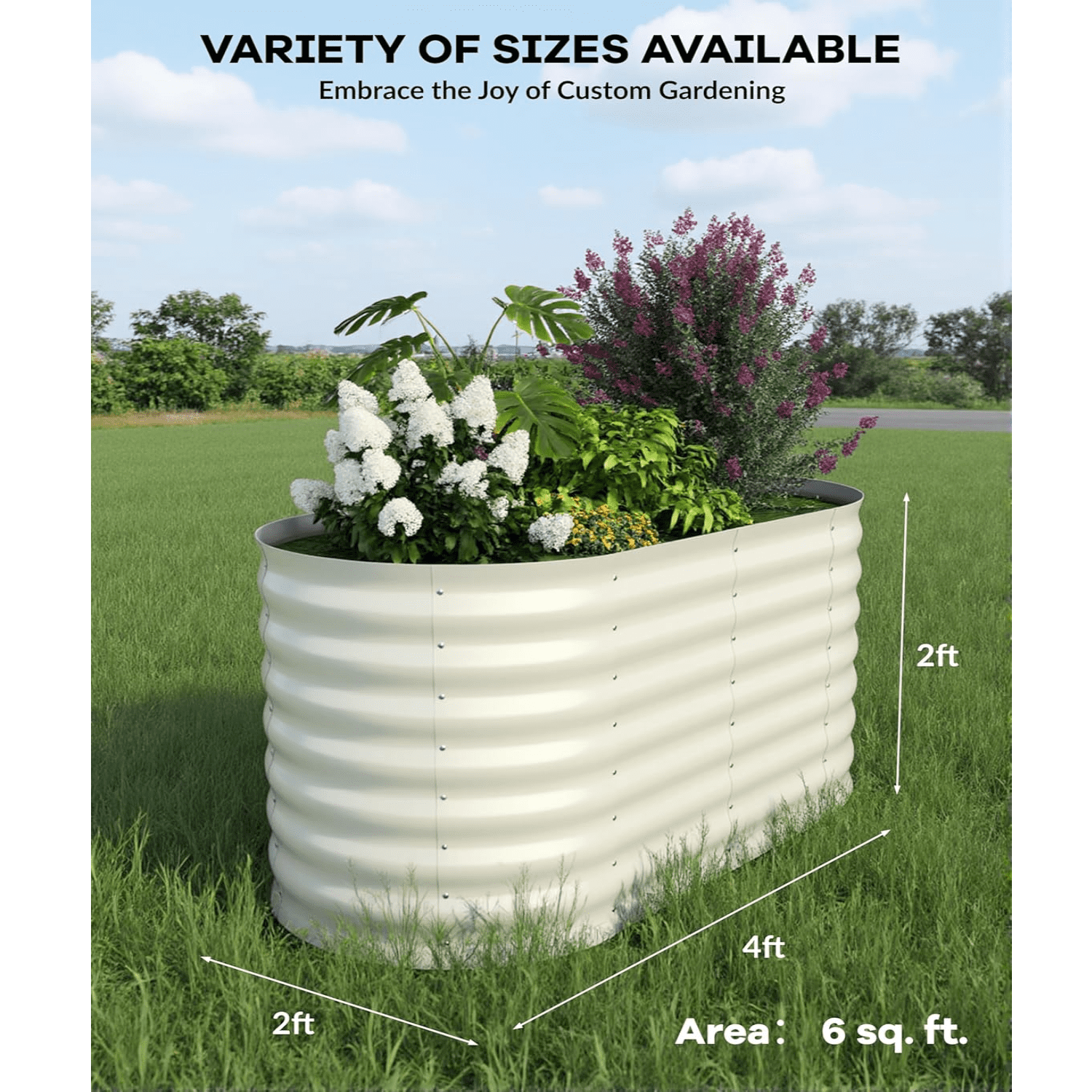 Galvanized Tall Raised Garden Bed Kit, Oval Large Planting Box for Vegetables Flowers