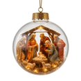 thumbnail image 2 of Illuminated Nativity Scene Christmas Ball Ornament with 3D Figurines and Warm Led Lights, 1 Piece, Clear Glass with Gold Cap, for Christian Home Decor, Holiday Decoration, 2 of 4