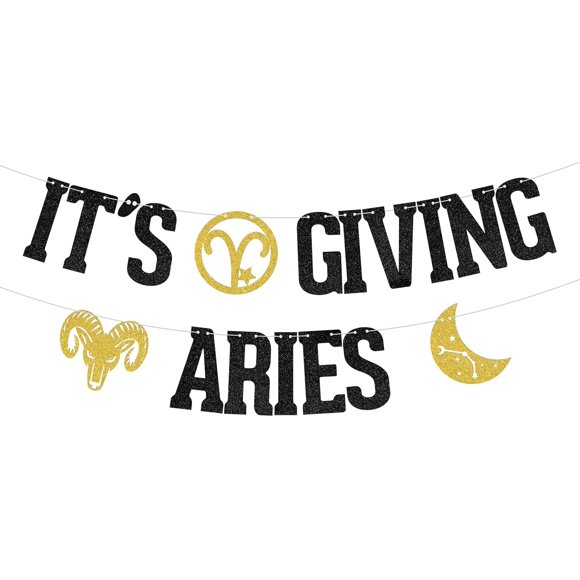 It's Giving Aries Banner, Happy Birthday Aries Party Decoration, Big Aries Energy Banner, Aries Zodiac Theme Sign Birthday Party Decorations, Aries March April Birthday Party Supplies Black