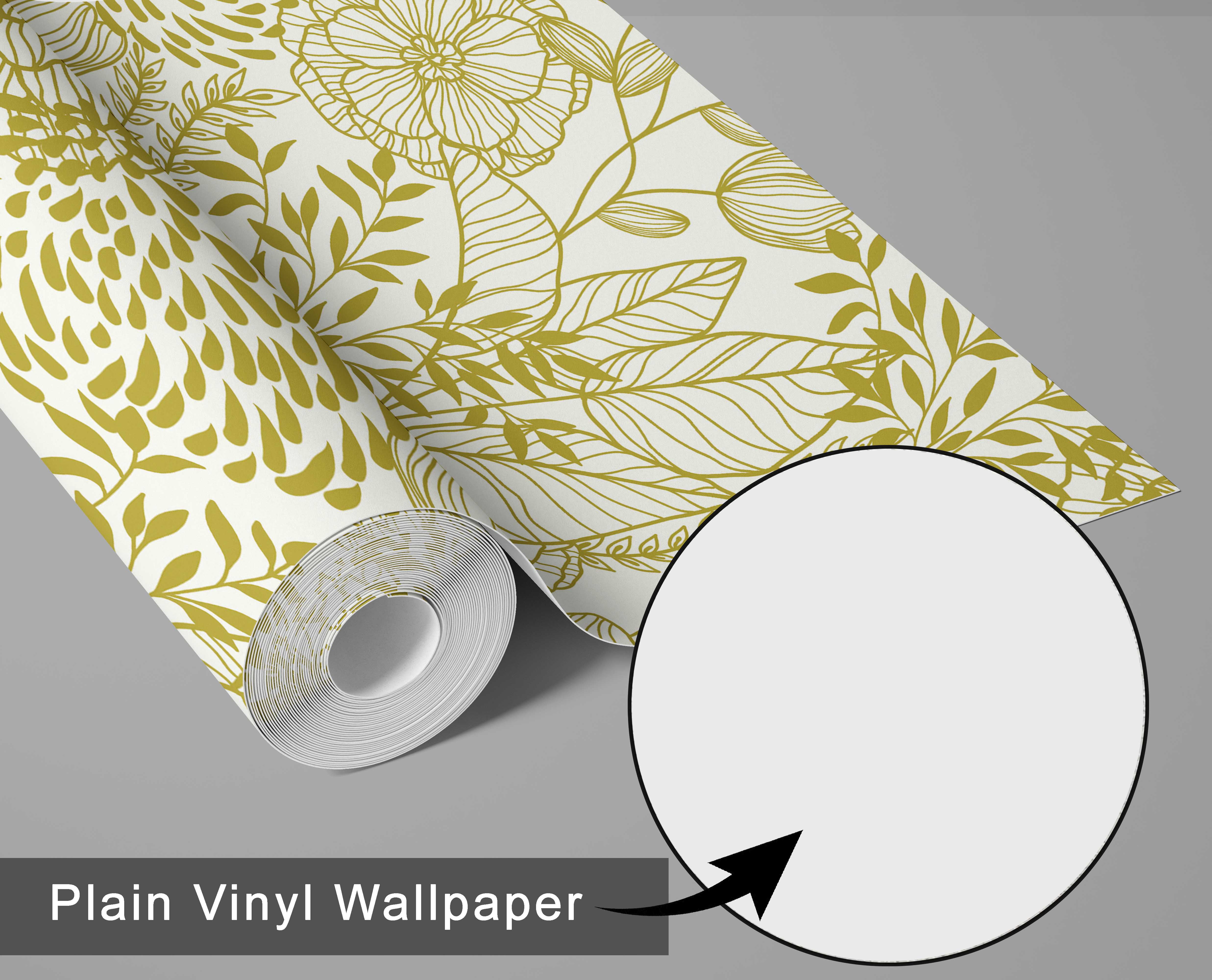 S4Sassy Peel and Stick Wall Covering, Floral Garden Wallpaper Removable Wallwrap - Yellow Instant Wall Mural for Bedroom, Bathroom, Laundry Room, Closet Interior (25"x60" inch)