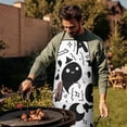 thumbnail image 3 of Black and White Halloween Doodle Pattern Apron-Garden Aprons for Women with Pockets-Cotton Linen Waterproof Kitchen Cooking Gardening Aprons Adjustable for Kitchen,Cooking,BBQ and Salon 33"x27", 3 of 7