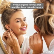 STUDEX Sensitive Cubic Zirconia Stud Earrings 3mm | Hypoallergenic and Nickel Safe for Sensitive Ears | Gold Plated Posts | High Fashion Earrings for Women and Men-PR-741-S
