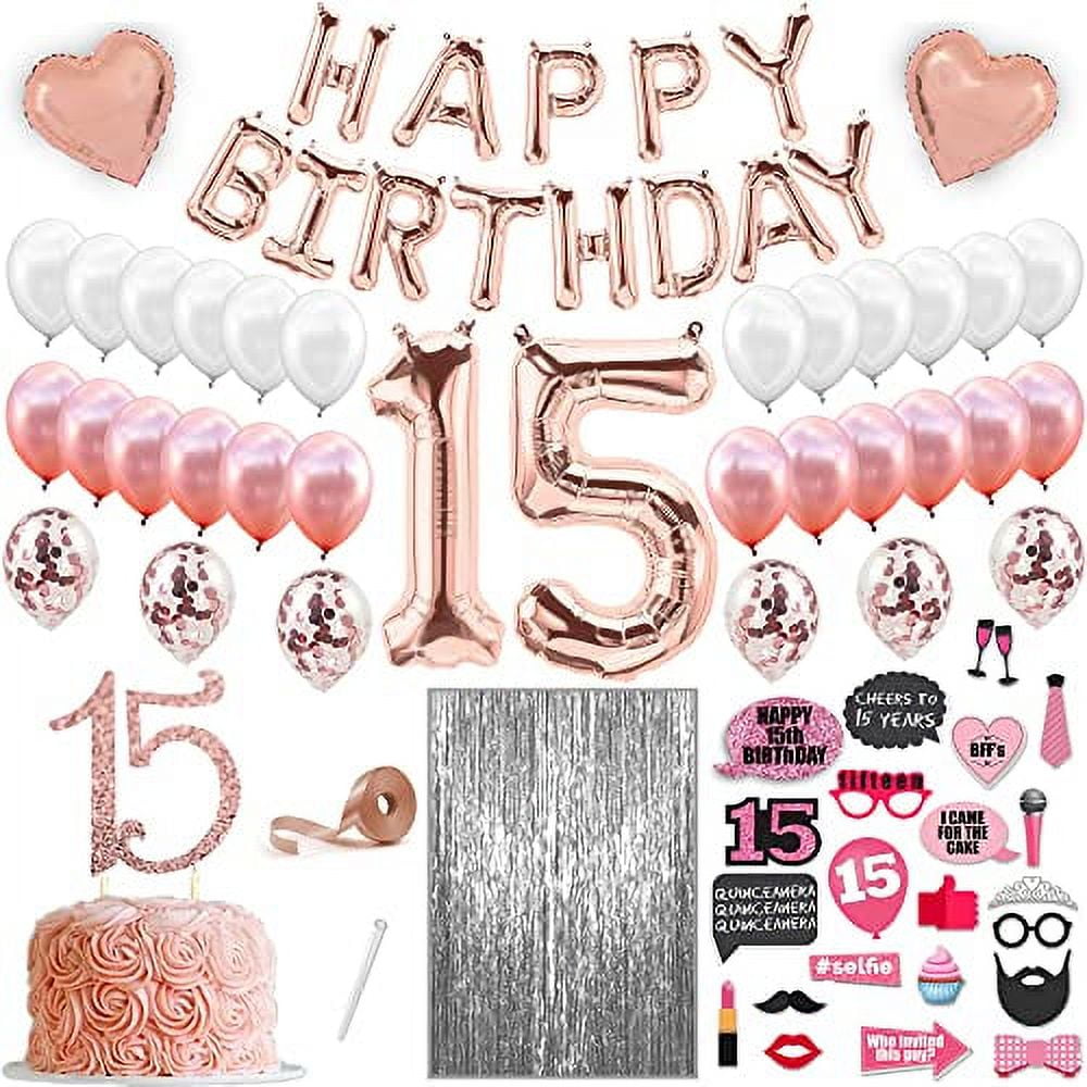 74 Piece 15 Birthday Decorations For Girls, Quinceanera Decorations, Happy 15th Birthday Decorations For Girls, Quinceanera Gifts, 15 Year Old Girl Gifts For Birthday, 15 Cake Topper, 15 th Birthday