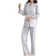 thumbnail image 2 of HaoXianJian 2 Pack Womens Pajama Sets V Neck Long Sleeve with Long Pajama Pant Set Soft Sleepwear Pjs Sets Solid Color Loungewear Plus Size 3X 4X, 2 of 6