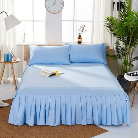Solid Color Bed Sheet, Bed Skirt, Polyester Wash Ruffle Skirted ...