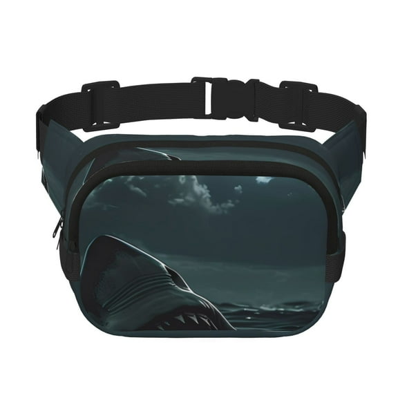 Easygdp Moonlit Night Sky Shark Fanny Packs for Women Men, Belt Bag, Fashion Crossbody Bags, for Workout/Running/Hiking