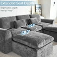 thumbnail image 3 of YINIX 120" Modular Sectional Sofa with Movable Ottomans, U-Shaped Couch for Living Room, No Assembly Required, Grey, 3 of 9
