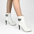 thumbnail image 4 of B91xZ Bottines pour Femmes Fermeture Éclair Extérieure Bottes Plates, Blanc 8.5, 4 of 5