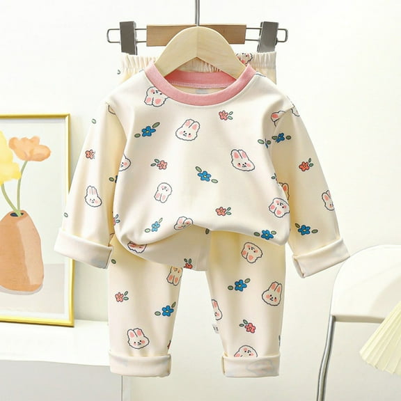Wancir Toddler Baby Girl Clothes Floral Long Sleeve Pullover Sweatshirt Tops Pants Set Flower Infant Fall Winter Outfits