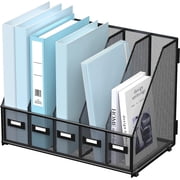 INTIGE Metal Desk File Organizers with 5 Vertical Compartments for Office, Home, Black, 1 Piece