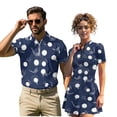 thumbnail image 2 of Aplkyhs Blue Matching Couple Golf Shirts Quarter Zip Mens Hawaiian Shirt Lapel Design Breathable Fabric Soft and Comfortable Polyester Shirts for Men for Casual Wear, 2 of 6