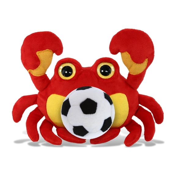 DolliBu Big Eye Crab Stuffed Animal with Soccer Ball Plush - Huggable Crab Adorable Playtime Plush Toy, Cute Ocean Life Gift, Super Soft Stuffed Doll Animal Toy for Kids, Adults - 8.5 Inches