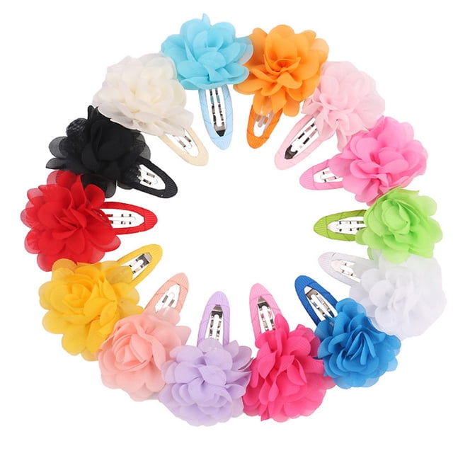 15pcs pinzas para el cabello de niña flor pasadores coloridos accesorios para el cabello para bebés niñas niños (color mezclado)