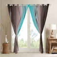 thumbnail image 4 of Gradient Terra Brown and Teal Curtains & Drapes 2 Panels 52"Wx63"L,Silver Foil Print Wave Striped Curtains Ombre 30%-50% Blackout Curtains,Abstract Art Room Decor Aesthetic, 4 of 6